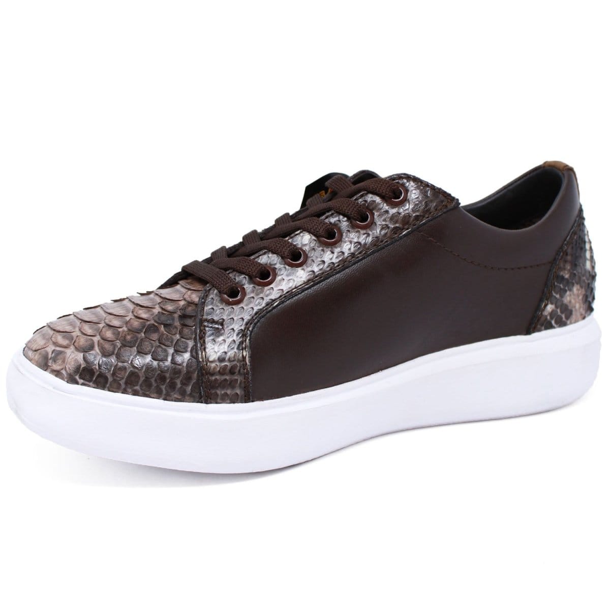 Python Sneakers Men Men's Genuine Python Skin and Leather Sneaker Casual Shoes Rustic Brow ...