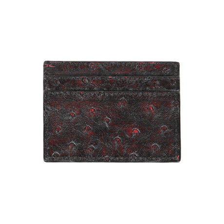 Los Altos Boots Wallets Men´s Genuine Ostrich Skin Card Holder Black Cherry Color - Los Altos Boots