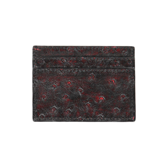 Los Altos Boots Wallets Men´s Genuine Ostrich Skin Card Holder Black Cherry Color - Los Altos Boots