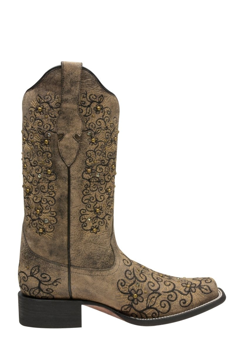 Rudel & Co. Boots Women's Genuine Leather Square Toe Boots Walnut Color- Ive West right side view
