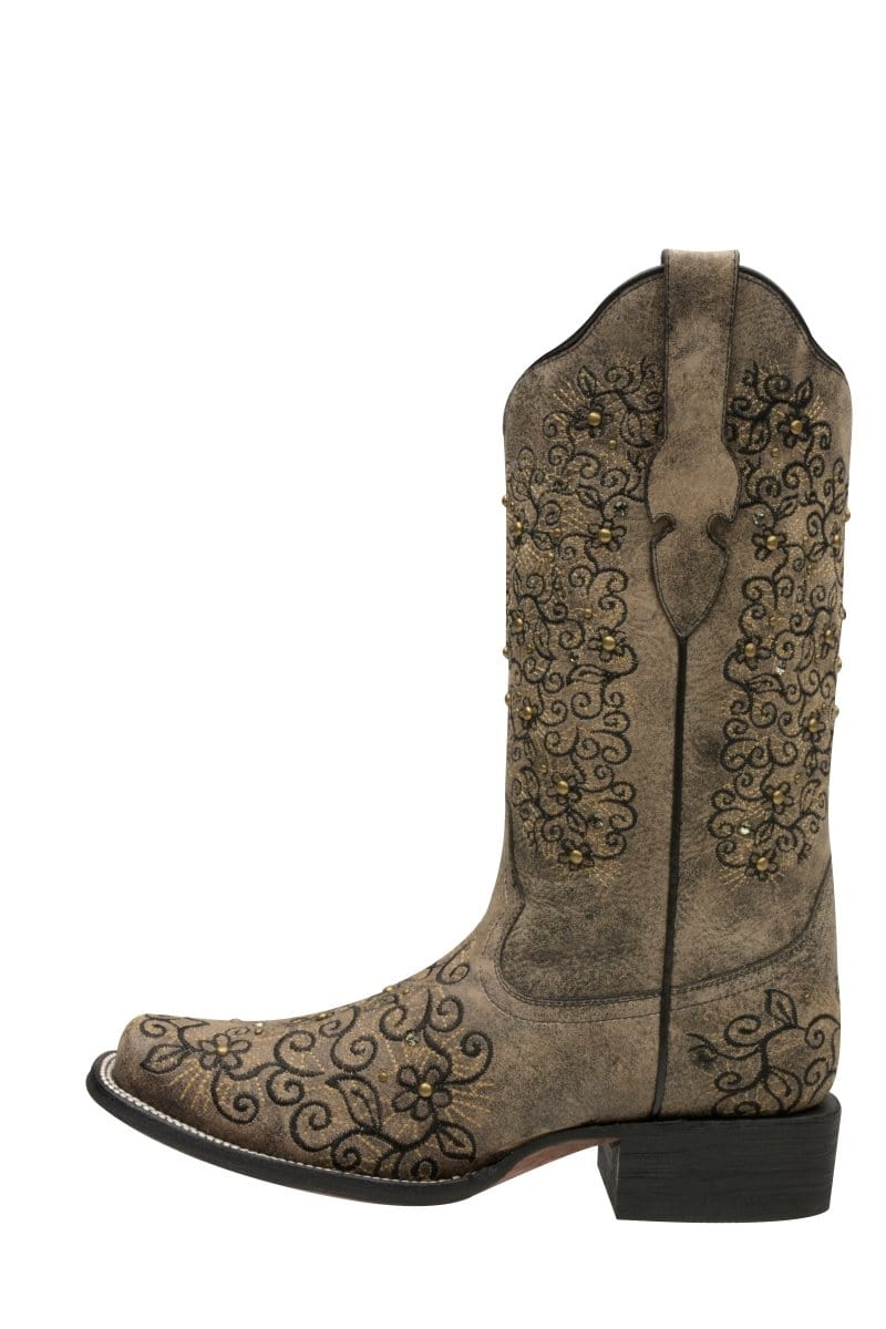Rudel & Co. Boots Women's Genuine Leather Square Toe Boots Walnut Color- Ive West left side view