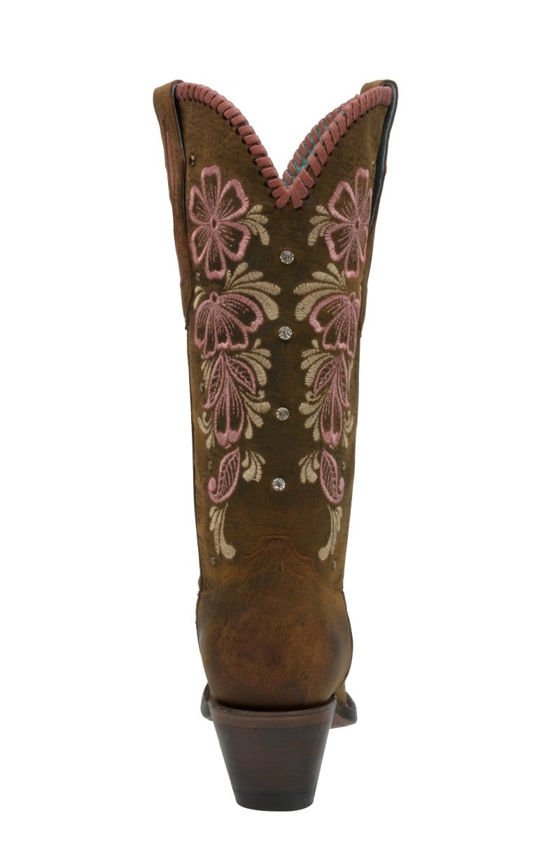 Rudel & Co. Boots Women's Genuine Leather Snip Toe Boots Walnut and Pink Color- Ive West back view