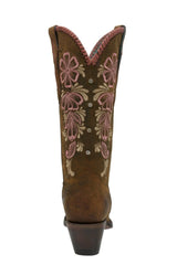 Rudel & Co. Boots Women's Genuine Leather Snip Toe Boots Walnut and Pink Color- Ive West back view