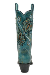 Rudel & Co. Boots Women's Genuine Leather Snip Toe Boots Turquoise Color- Ive West back view