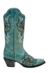 Rudel & Co. Boots Women's Genuine Leather Snip Toe Boots Turquoise Color- Ive West right side view