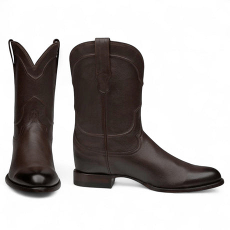 Rudel & Co. Boots Genuine Leather Roper Boot Coffee Brown Color - Bachesto