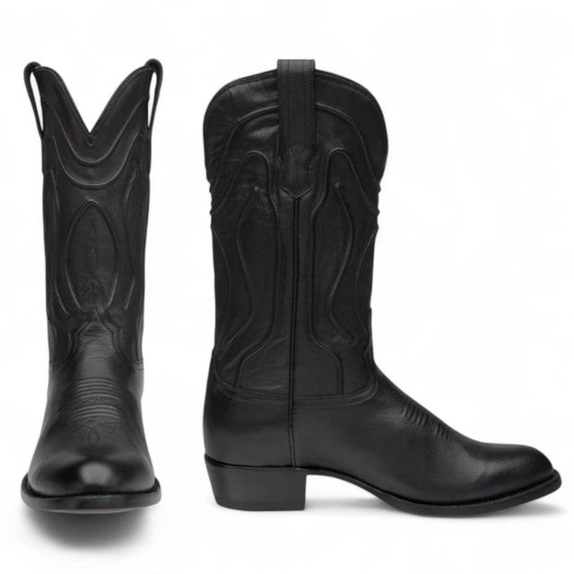 Rudel & Co. Boots Genuine Leather Round Toe Boot Black Color - Bachesto
