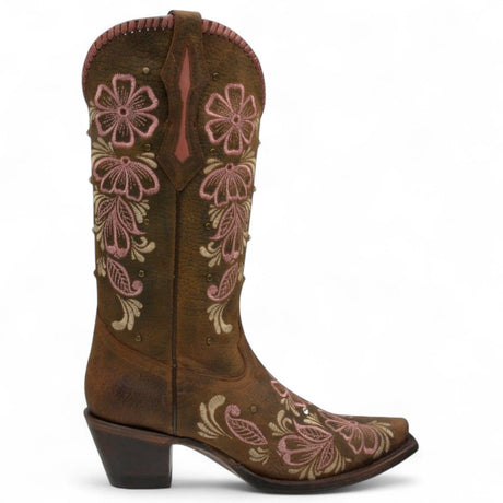 Rudel & Co. Boots Women's Genuine Leather Snip Toe Boots Walnut and Pink Color- Ive West