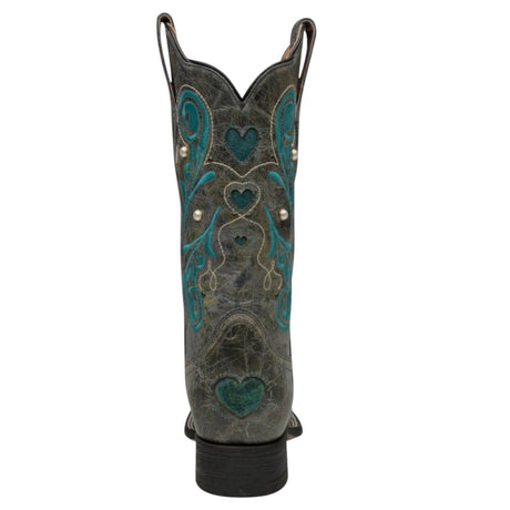 Rudel & Co. Boots Women's Genuine Leather Square Toe Boots Gray and Turquoise Color- Ive West