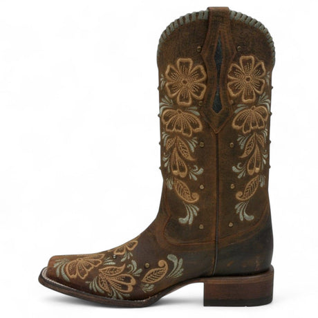 Rudel & Co. Boots Women's Genuine Leather Square Toe Boots Walnut Brown Color- Ive West