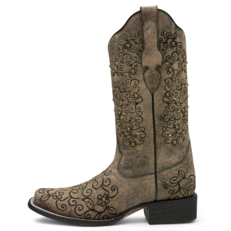 Rudel & Co. Boots Women's Genuine Leather Square Toe Boots Walnut Color- Ive West