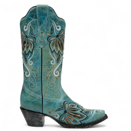 Rudel & Co. Boots Women's Needles Genuine Leather Snip Toe Boots Turquoise Color- Ive West