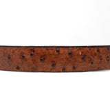Tanner Mark Boots Belts Cinturón de Piel Genuina con Estampado de Avestruz y Hebilla Metálica Texas Cognac