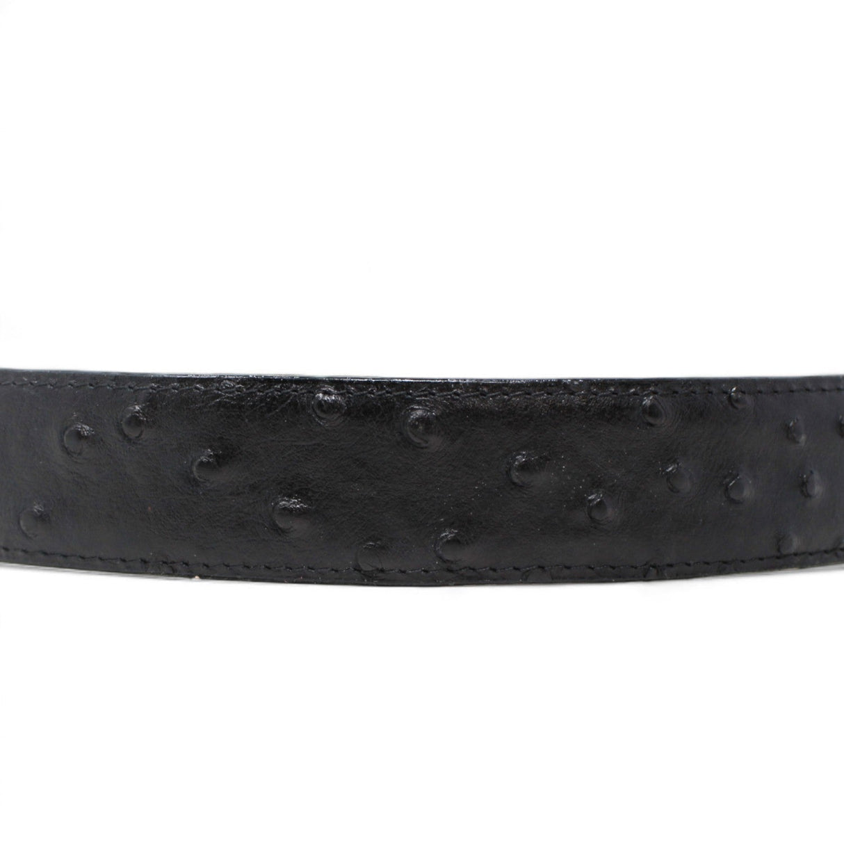 Tanner Mark Boots Belts Cinturón de Piel Genuina con Estampado de Avestruz y Hebilla Metálica Texas Negro