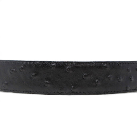 Tanner Mark Boots Belts Cinturón de Piel Genuina con Estampado de Avestruz y Hebilla Metálica Texas Negro