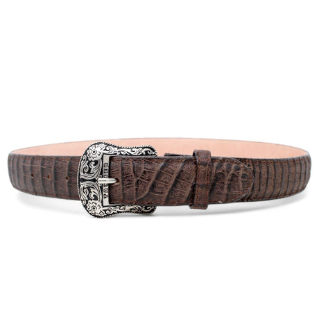 Tanner Mark Boots Belts Cinturon de Piel Genuina con Estampado de Caiman Panza Hebilla Metálica Texas Cafe