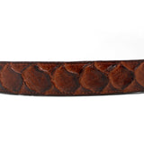 Tanner Mark Boots Belts Cinturón de Piel Genuina con Estampado de Pirarucu y Hebilla Metálica Texas Cognac