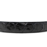 Tanner Mark Boots Belts Cinturón de Piel Genuina con Estampado de Pirarucu y Hebilla Metálica Texas Negro