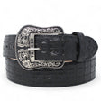 Tanner Mark Boots Belts Genuine Leather Caiman Hornback Print Texas Metal Buckle Belt Black Color - Tanner Mark Boots