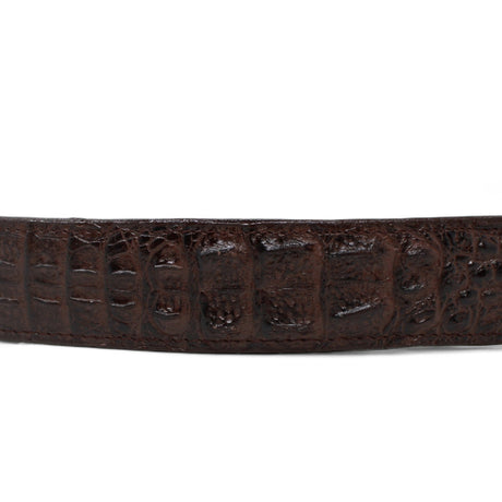 Tanner Mark Boots Belts Genuine Leather Caiman Hornback Print Texas Metal Buckle Belt Brown Color - Tanner Mark Boots