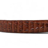 Tanner Mark Boots Belts Genuine Leather Caiman Hornback Print Texas Metal Buckle Belt Cognac Color - Tanner Mark Boots