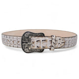 Tanner Mark Boots Belts Genuine Leather Caiman Hornback Print Texas Metal Buckle Belt Natural Color - Tanner Mark Boots