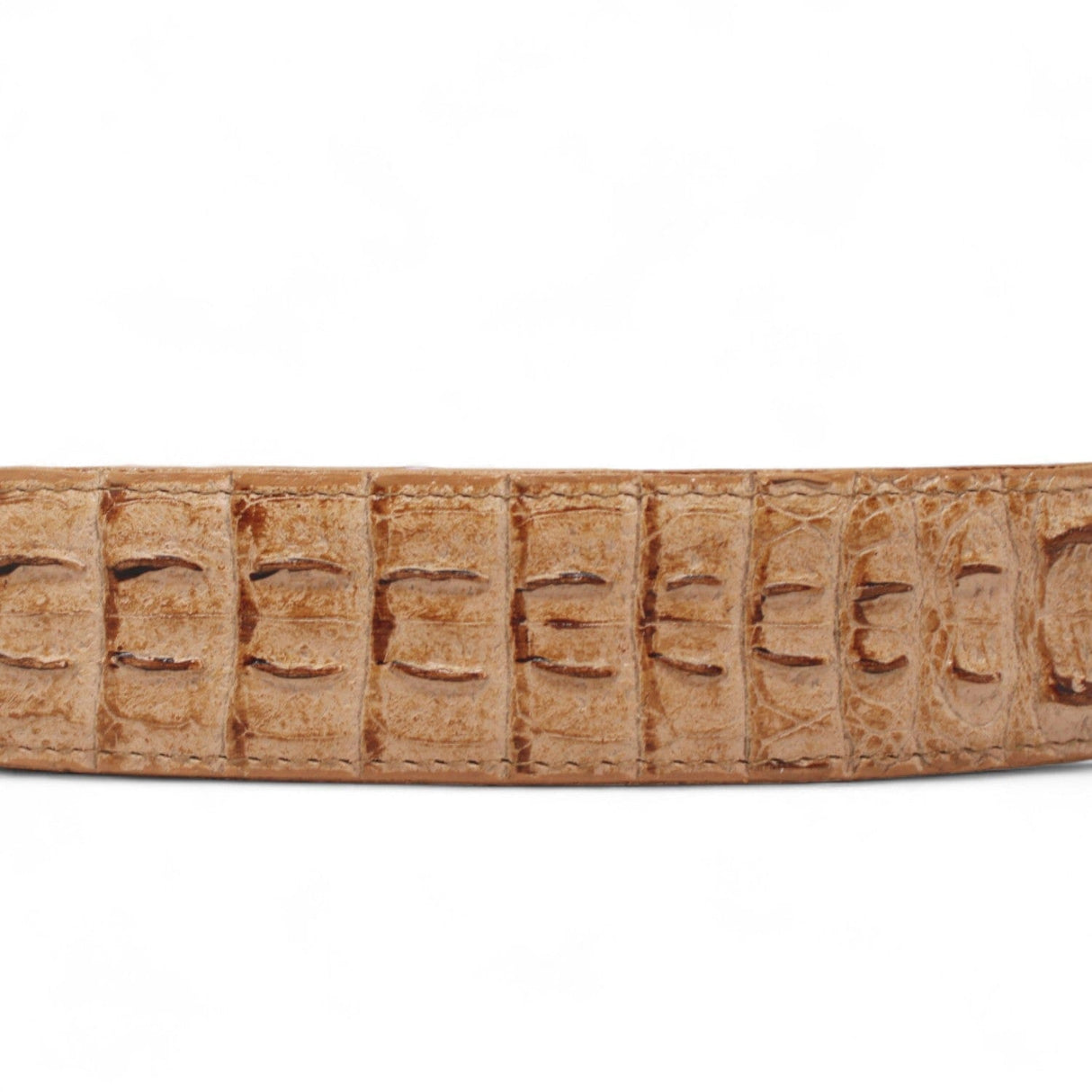 Tanner Mark Boots Belts Genuine Leather Caiman Hornback Print Texas Metal Buckle Belt Sand Color - Tanner Mark Boots