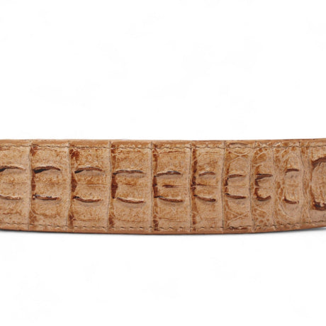 Tanner Mark Boots Belts Genuine Leather Caiman Hornback Print Texas Metal Buckle Belt Sand Color - Tanner Mark Boots