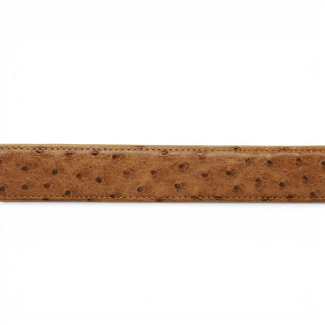 Tanner Mark Boots Belts Genuine Ostrich Skin Texas Metal Buckle Belt Antique Saddle Color - Tanner Mark Boots