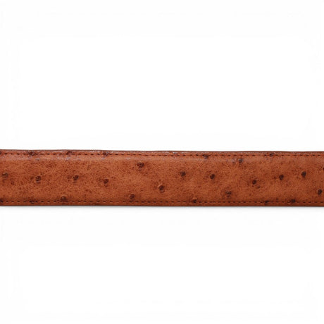 Tanner Mark Boots Belts Genuine Ostrich Skin Texas Metal Buckle Belt Brandy Color - Tanner Mark Boots