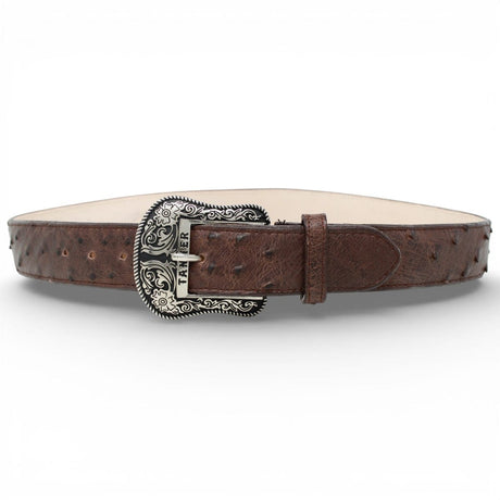 Tanner Mark Boots Belts Genuine Ostrich Skin Texas Metal Buckle Belt Tobacco Color - Tanner Mark Boots