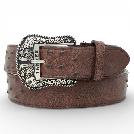 Tanner Mark Boots Belts Genuine Ostrich Skin Texas Metal Buckle Belt Tobacco Color - Tanner Mark Boots