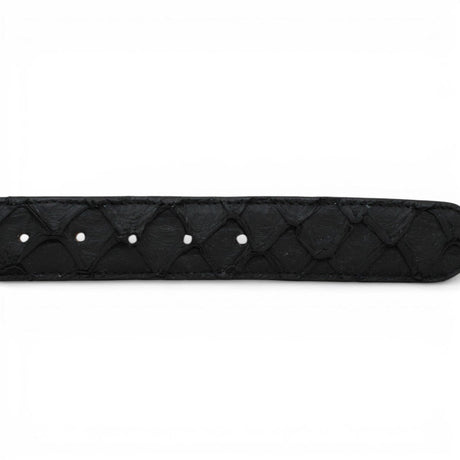 Tanner Mark Boots Belts Genuine Pirarucu Skin Texas Metal Buckle Belt Matte Black Color - Tanner Mark Boots