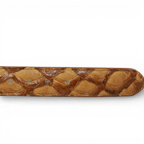 Tanner Mark Boots Belts Genuine Pirarucu Skin Texas Metal Buckle Belt Oryx Color - Tanner Mark Boots