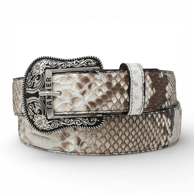 Genuine Python Skin Texas Metal Buckle Belt Natural Color - Tanner Mar ...