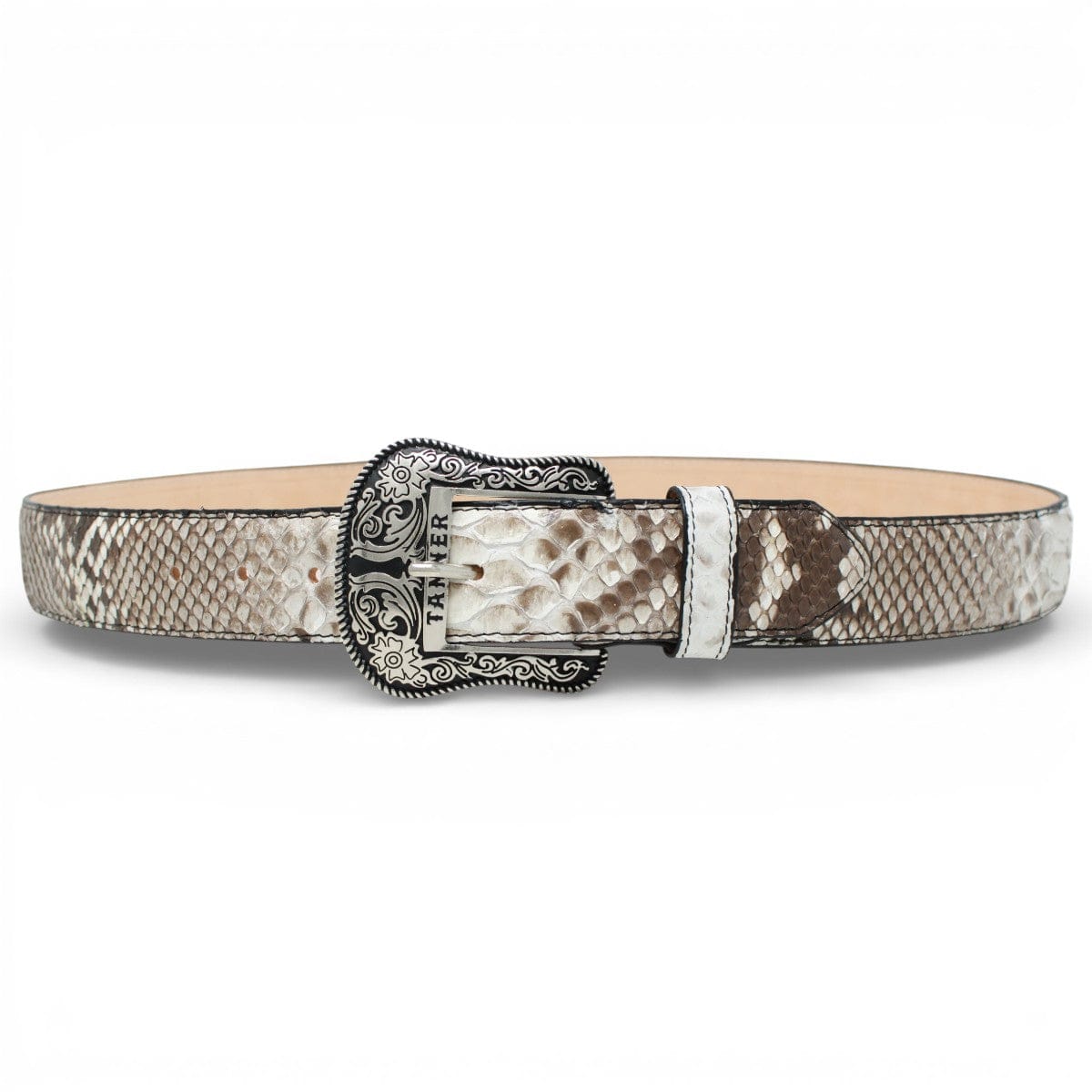 Genuine Python Skin Texas Metal Buckle Belt Natural Color - Tanner Mar ...