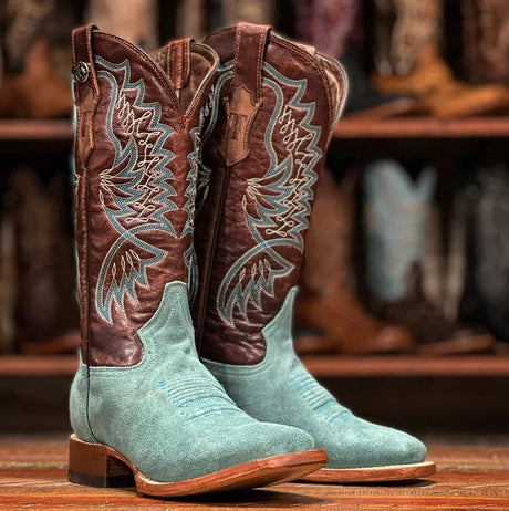 Tanner Mark Boots Boots 5 Tanner Mark Women's Leather Square Toe Boots Turquoise TML207094