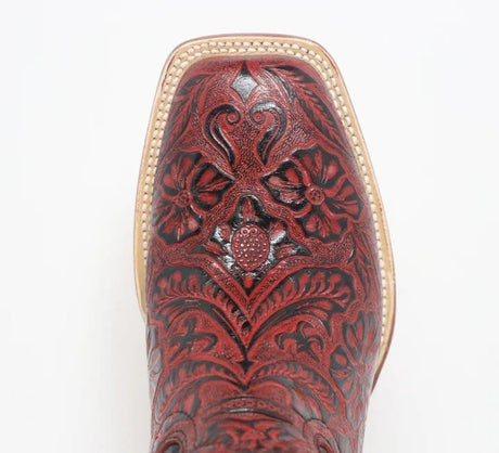 Tanner Mark Boots Boots 5 Tanner Mark Women's 'Rebecca" Hand Tooled Square Toe Leather Boots Red TML207065