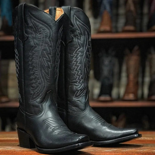 Tanner Mark Boots Boots 5 Tanner Mark Women's Texas Gold Leather Square Toe Boots Black TML201377