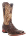 Tanner Mark Boots Boots 6.5 Tanner Mark Men's Big Cabin Print Ostrich Square Toe Boots Chocolate  TM205525
