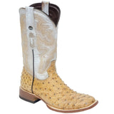 Tanner Mark Boots Boots 6.5 Tanner Mark Men's Dutton Print Ostrich Square Toe Boots Rustic Orix: TM207017