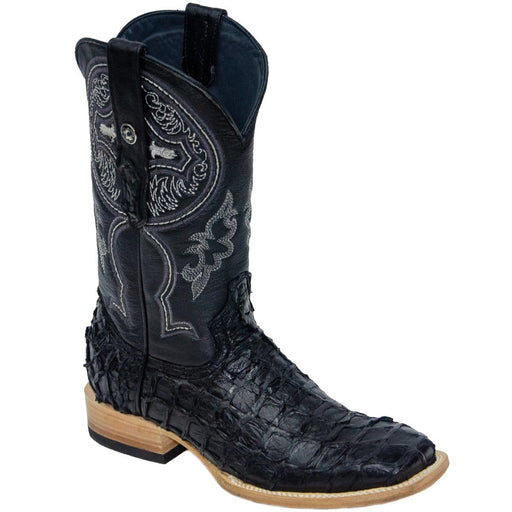 Tanner Mark Boots Boots 6.5 Tanner Mark Men's Genuine Monster Fish Leather Square Toe Boots Black TMX201308
