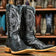 Tanner Mark Boots Boots 6.5 Tanner Mark Men's Genuine Python Square Toe Boots Black TMX200430