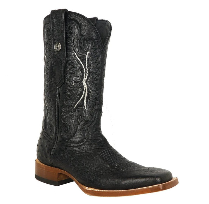 Tanner Mark Boots Boots 6.5 Tanner Mark Men's Genuine Smooth Ostrich Square Toe Boots Black TMX200185