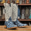 Tanner Mark Boots Boots Blue / 6.5 Tanner Mark Men's Genuine Monster Fish Square Toe Boots Sky Blue Matte TMX201323