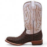 Tanner Mark Boots Boots Tanner Mark Men's Beau Python Print Square Toe Boots Brown TM205552