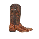 Tanner Mark Boots Boots Tanner Mark Men's Broken Arrow Print Ostrich Square Toe Boots Cognac 200961