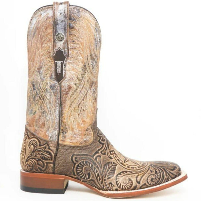 Tanner Mark Boots Boots Tanner Mark Men's Gentry Hand Tooled Square Toe Boots Mocha TM205542