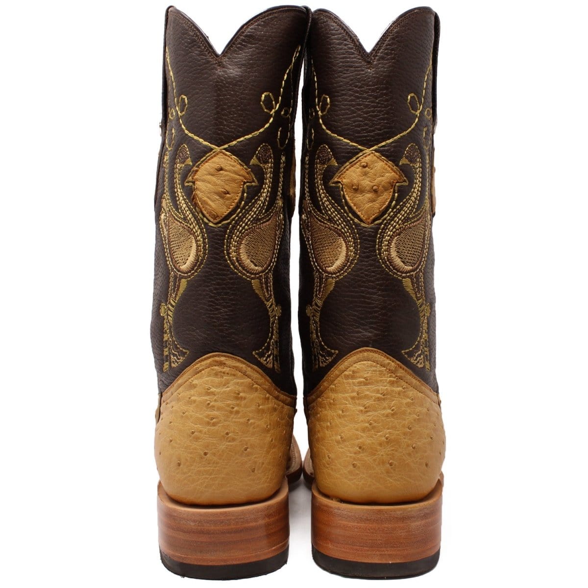 Tanner Mark Boots Boots Tanner Mark Men's Genuine Full Quill Ostrich Square Toe Boots Antique Saddle TMX100154