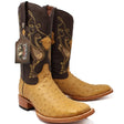 Tanner Mark Boots Boots Tanner Mark Men's Genuine Full Quill Ostrich Square Toe Boots Antique Saddle TMX100154